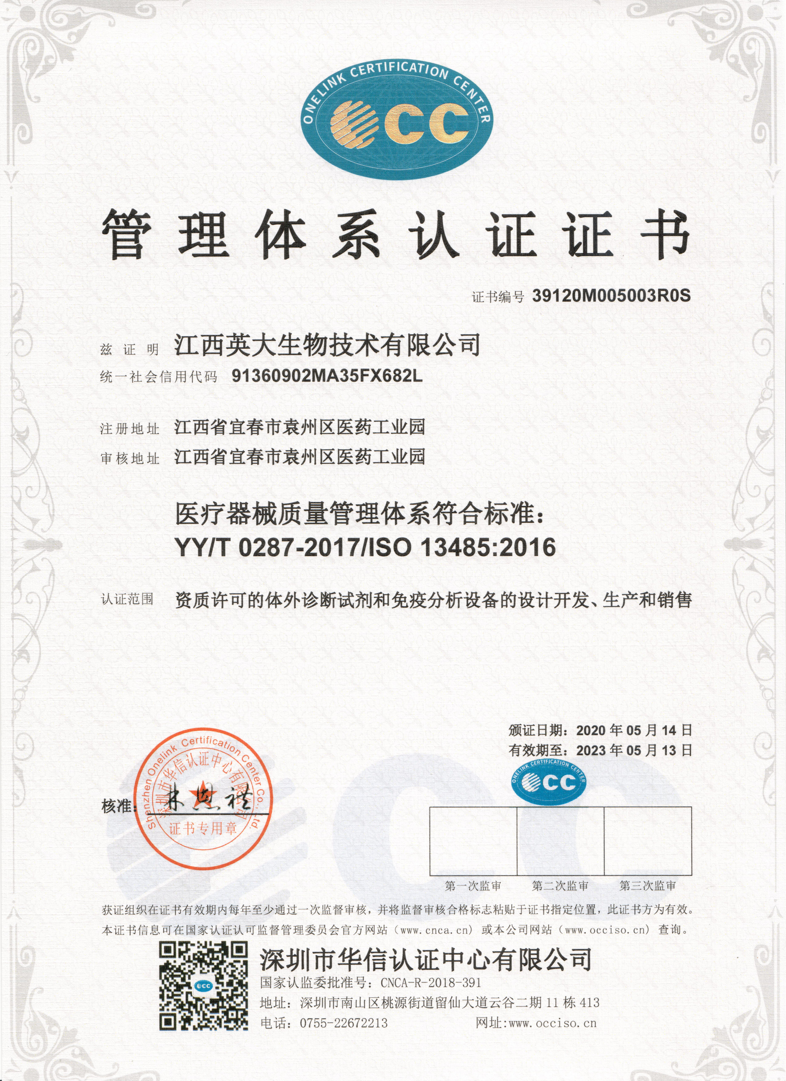 国际ISO13485质量体系认证